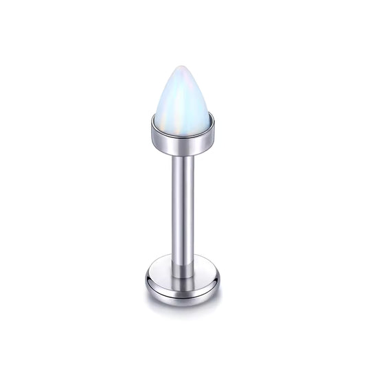 Opal Bullet Top Implant Grade Titanium Internally Threaded Labret Studs Lip Piercing Jewelry