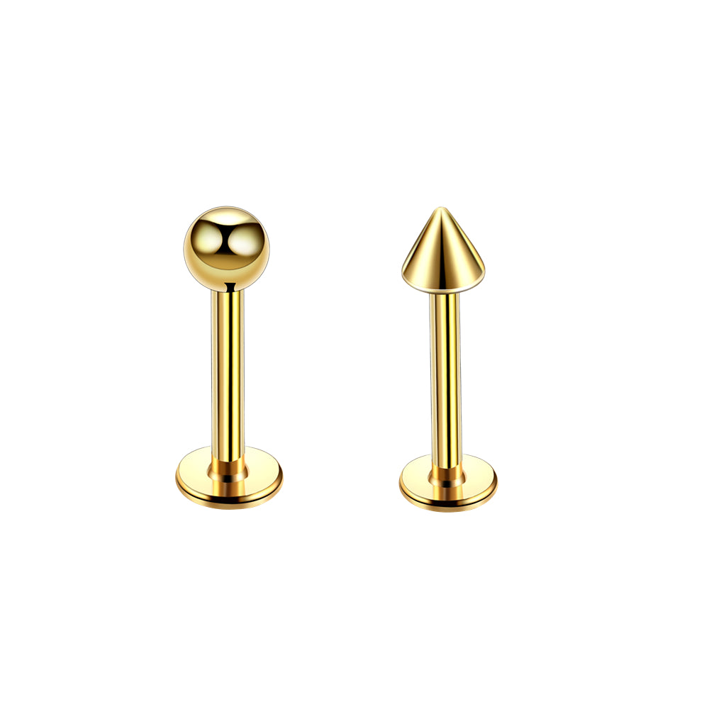 ASTM F136 Titanium Externally or Internally Threaded Labret Lip Stud Ear Cartilage Helix Tragus