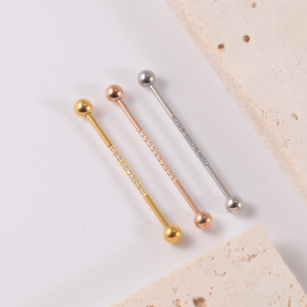 14G Titanium Industrial Barbell Fashion Zircon Body Piercing Jewelry for Women Gold Belly Piercing