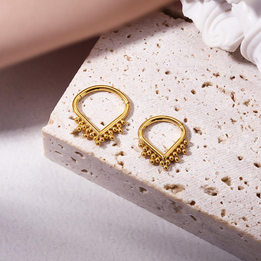 ASTM F136 G23 Titanium Heart Nose Rings Daith Earrings 16G CZ Hinged Segment Teardrop Seamless Ring Helix