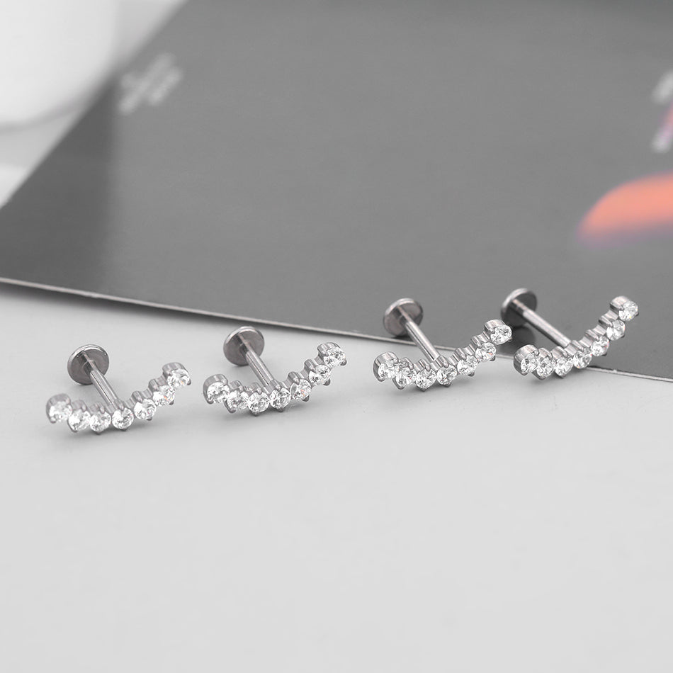 16G Titanium CZ Climber Helix Earring Cartilage Stud Helix Piercing Jewelry Conch Earring Flat Back Piercing