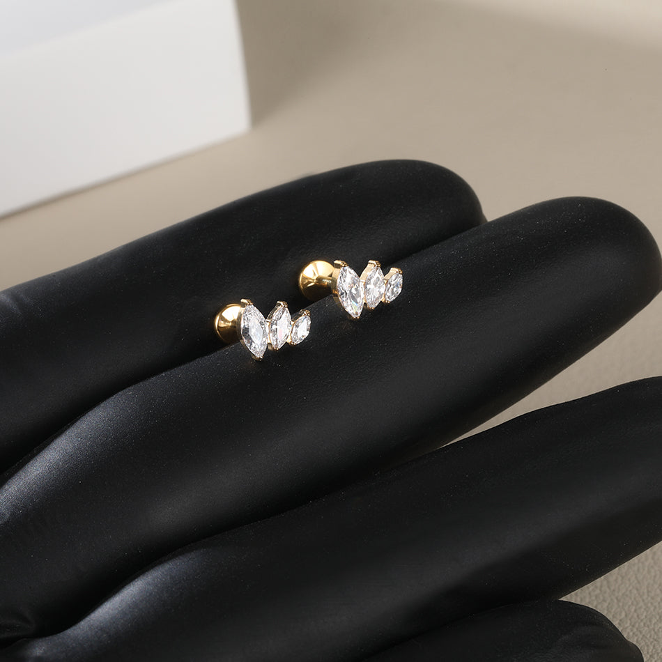 1.2x8mm Flat Back Titanium Cartilage Helix Daith Conch Rook Tragus Earring Stud Labret