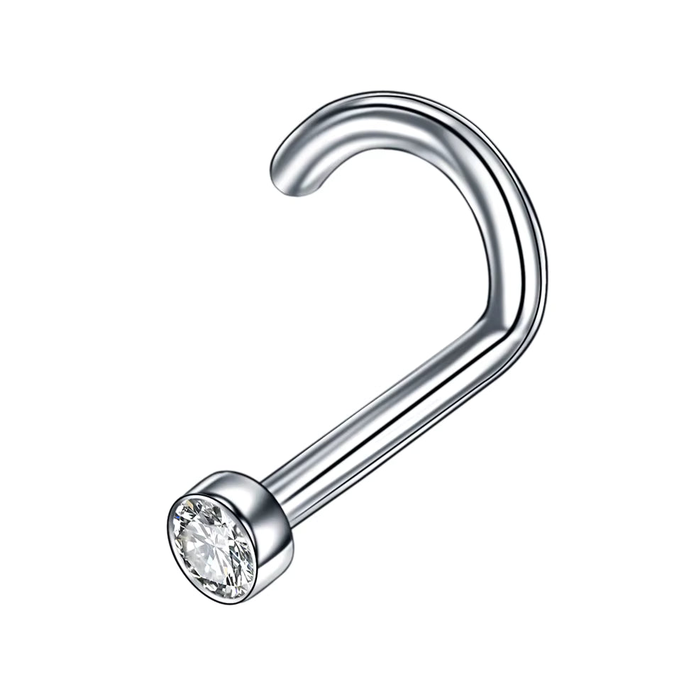 G23 Titanium 20G Nostril Earring Piercings CZ Crystal Nose Stud Piercings Gem Nose Rings