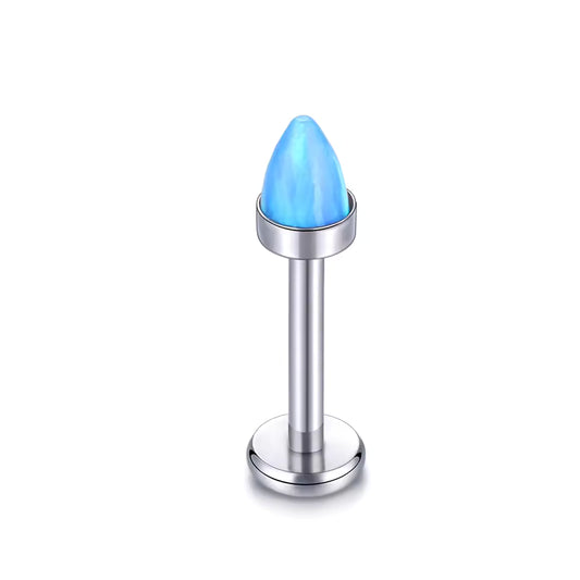 Opal Bullet Top Implant Grade Titanium Internally Threaded Labret Studs Lip Piercing Jewelry