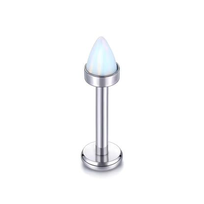 Opal Bullet Top Implant Grade Titanium Internally Threaded Labret Studs Lip Piercing Jewelry