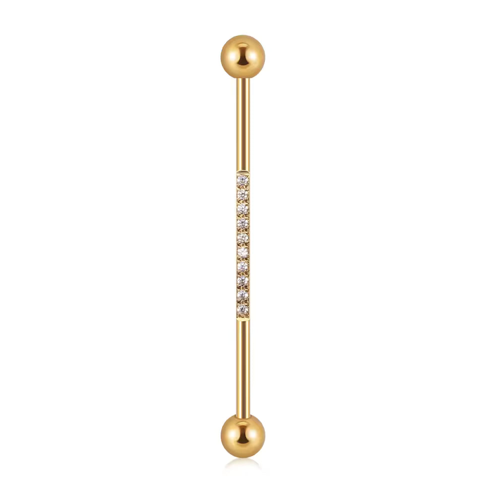 14G Titanium Industrial Barbell Fashion Zircon Body Piercing Jewelry for Women Gold Belly Piercing