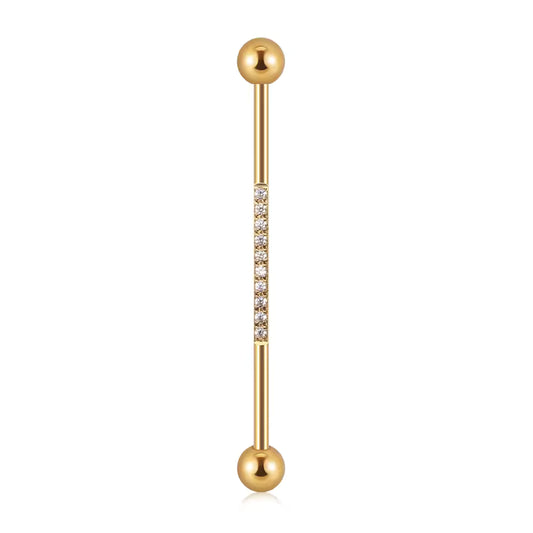 14G Titanium Industrial Barbell Fashion Zircon Body Piercing Jewelry for Women Gold Belly Piercing