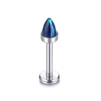 Opal Bullet Top Implant Grade Titanium Internally Threaded Labret Studs Lip Piercing Jewelry