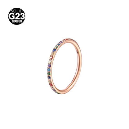 ASTM F-136 Titanium Septum Nose Ring Clicker G23 Hinged Segment Zircon Piercing Earrings
