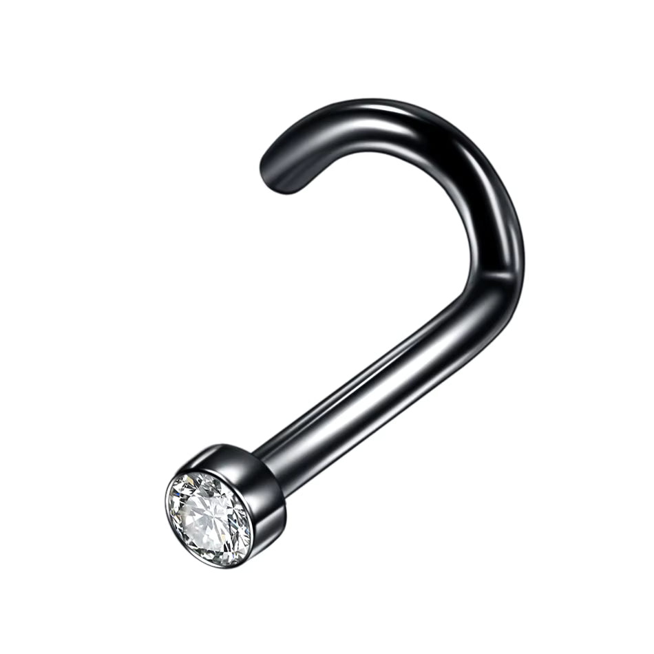 G23 Titanium 20G Nostril Earring Piercings CZ Crystal Nose Stud Piercings Gem Nose Rings
