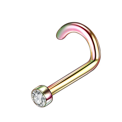 G23 Titanium 20G Nostril Earring Piercings CZ Crystal Nose Stud Piercings Gem Nose Rings