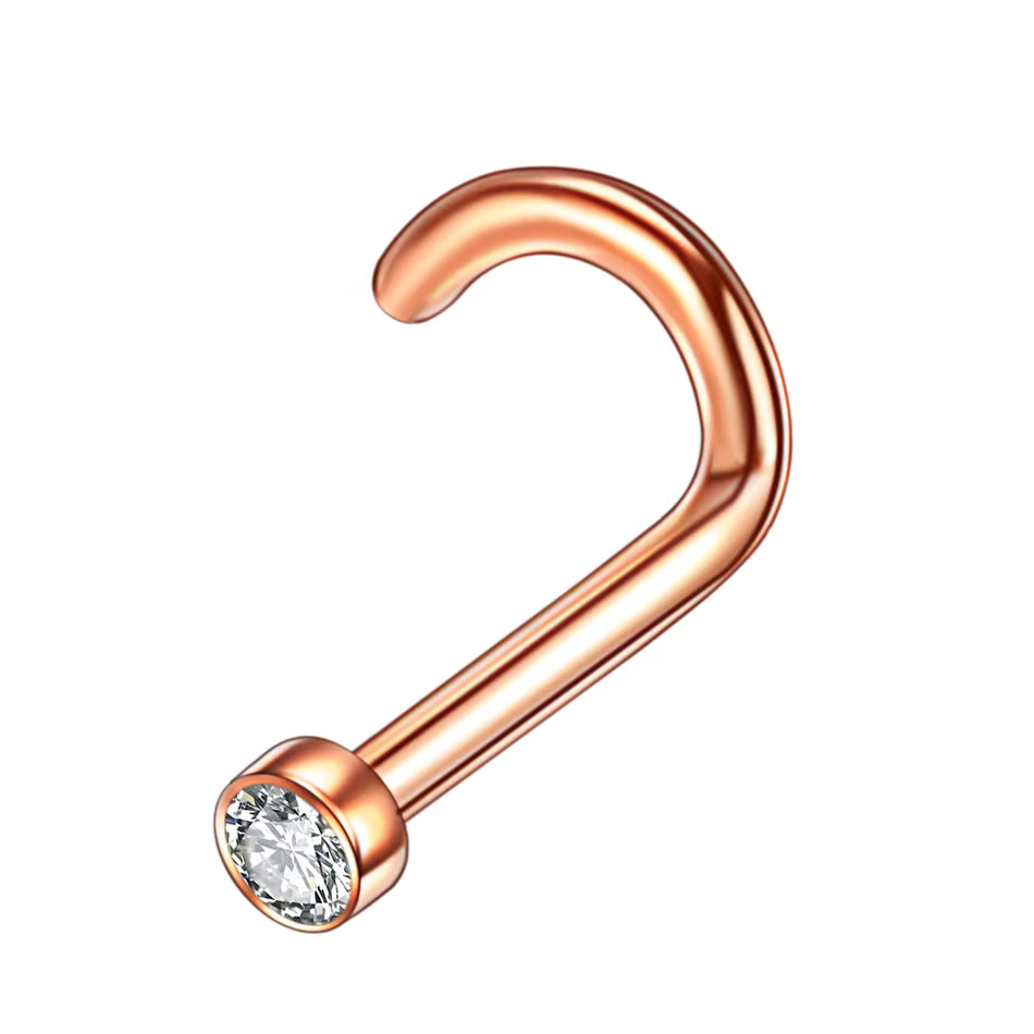 G23 Titanium 20G Nostril Earring Piercings CZ Crystal Nose Stud Piercings Gem Nose Rings