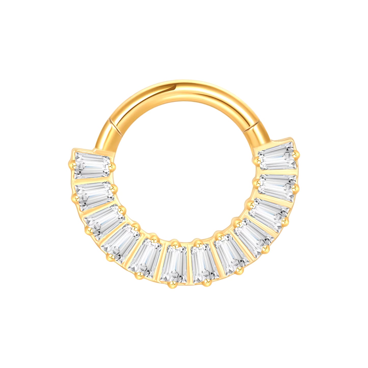 G23 Titanium Zircon Hinged Segment Septum Clicker Nose Rings