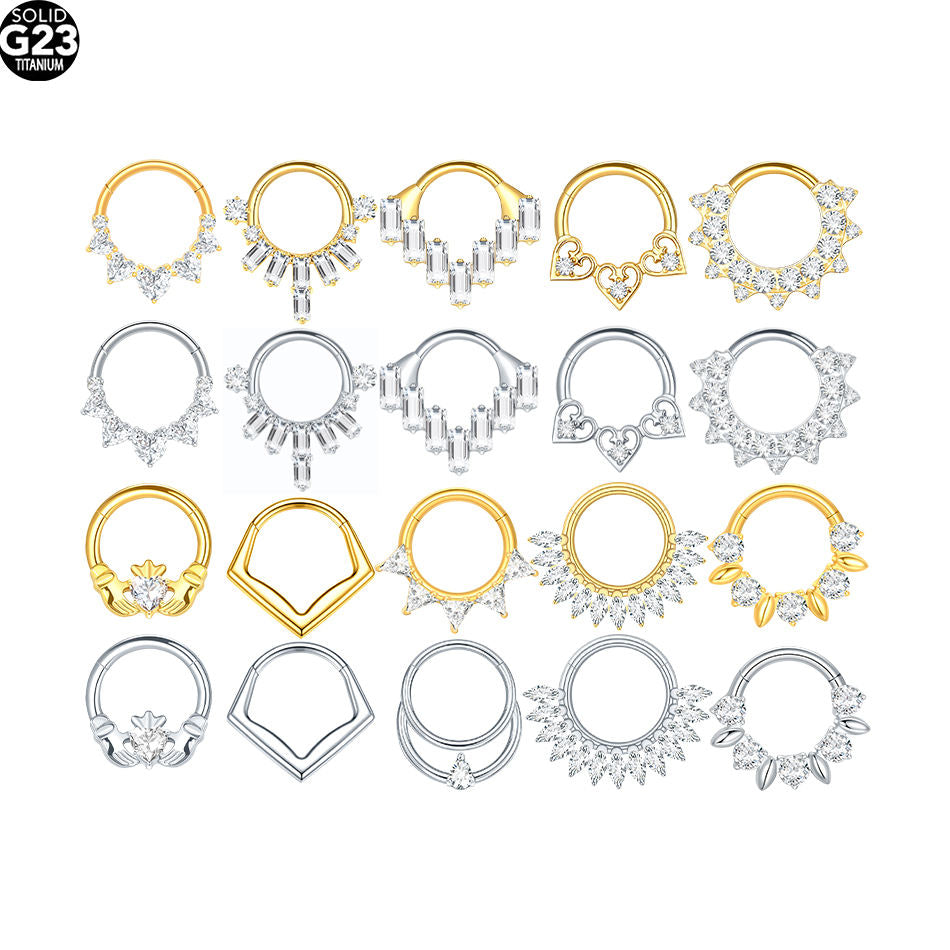 ASTM F136 Titanium Zircon Hoop Earring Fits Septum Daith Helix Cartilage Piercing Jewelry