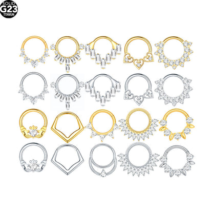 ASTM F136 Titanium Zircon Hoop Earring Fits Septum Daith Helix Cartilage Piercing Jewelry