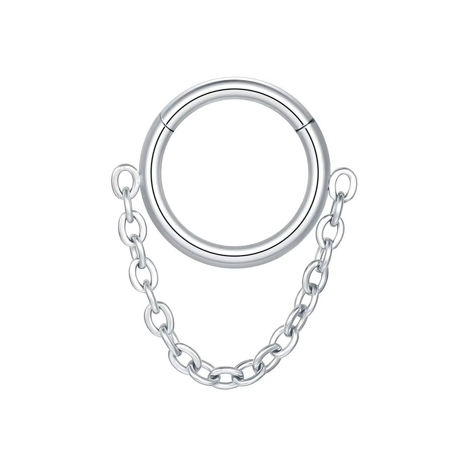 G23 Titanium Zircon Hinged Segment Septum Clicker Nose Rings