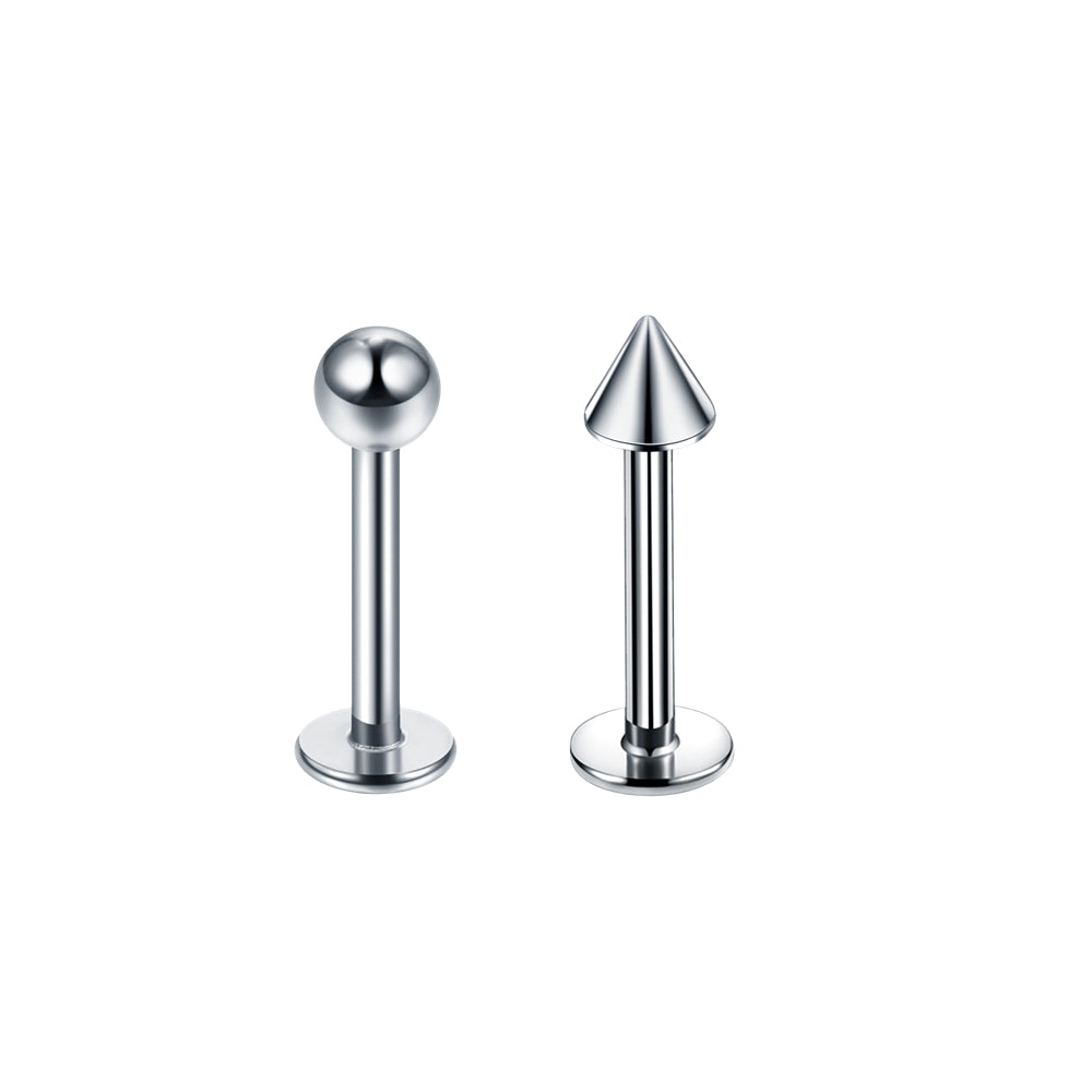 ASTM F136 Titanium Externally or Internally Threaded Labret Lip Stud Ear Cartilage Helix Tragus