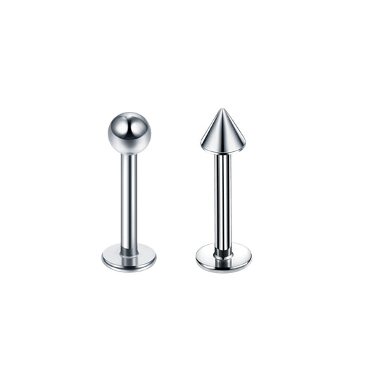 ASTM F136 Titanium Externally or Internally Threaded Labret Lip Stud Ear Cartilage Helix Tragus