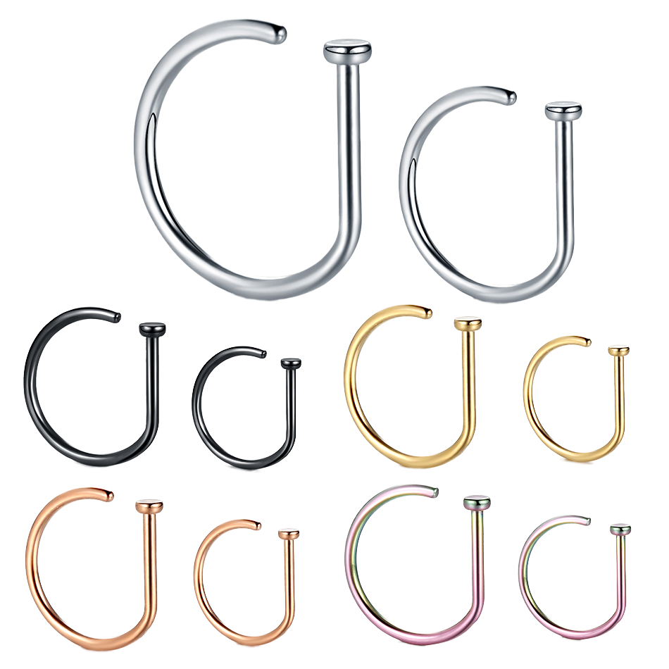 ASTM F136 Titanium Nose Stud Earring D Shaped 18G 20G Tragus Piercing Nariz Hoop Septum