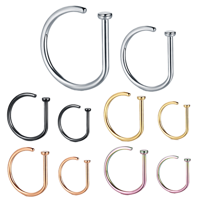 ASTM F136 Titanium Nose Stud Earring D Shaped 18G 20G Tragus Piercing Nariz Hoop Septum