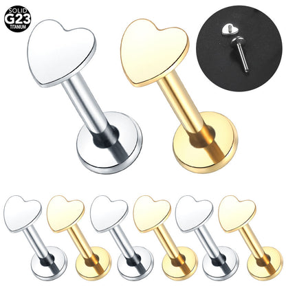 Titanium Labret Stud Rings Heart Lip Piercings Ear Cartilage Tragus Ear Piercings Body Jewelry