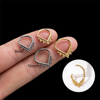 ASTM F136 G23 Titanium Heart Nose Rings Daith Earrings 16G CZ Hinged Segment Teardrop Seamless Ring Helix