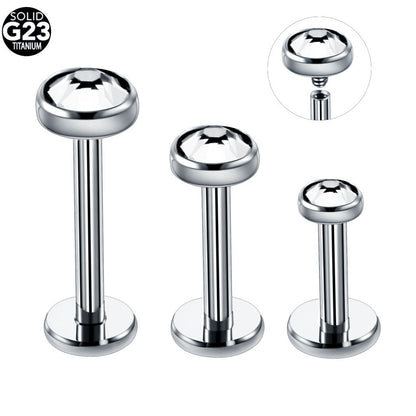 Titanium Internally Threaded CZ Crystal Labret Stud Monroe Piercing Earring Stud Cartilage Tragus Piercing