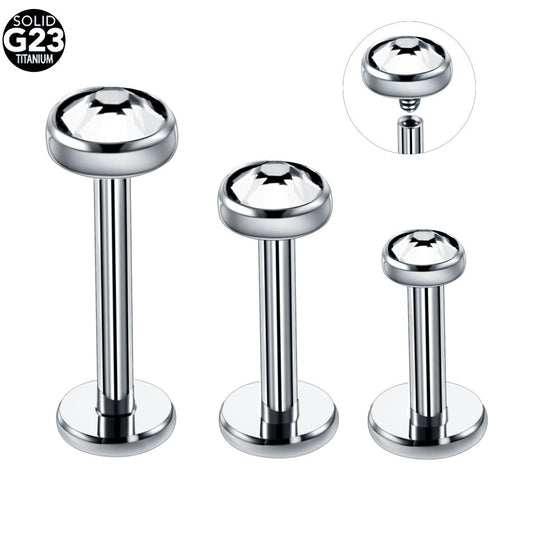 Titanium Internally Threaded CZ Crystal Labret Stud Monroe Piercing Earring Stud Cartilage Tragus Piercing