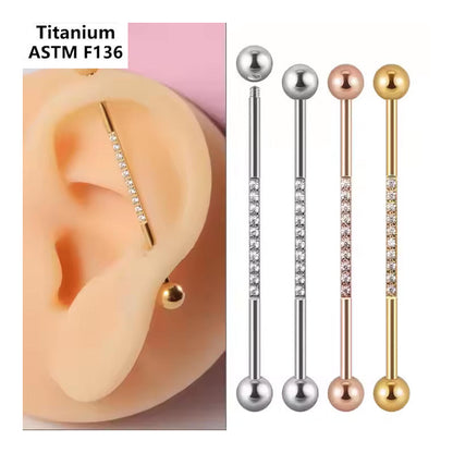 14G Titanium Industrial Barbell Fashion Zircon Body Piercing Jewelry for Women Gold Belly Piercing