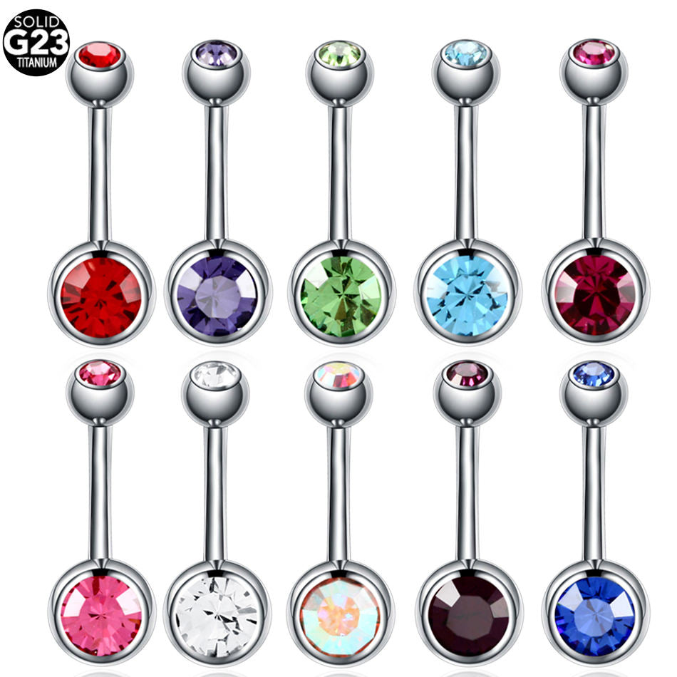 Titanium Crystal Piercing Navel Rings Bar Barbell Piercings Nombril Ombligo Piercings Belly Button Rings