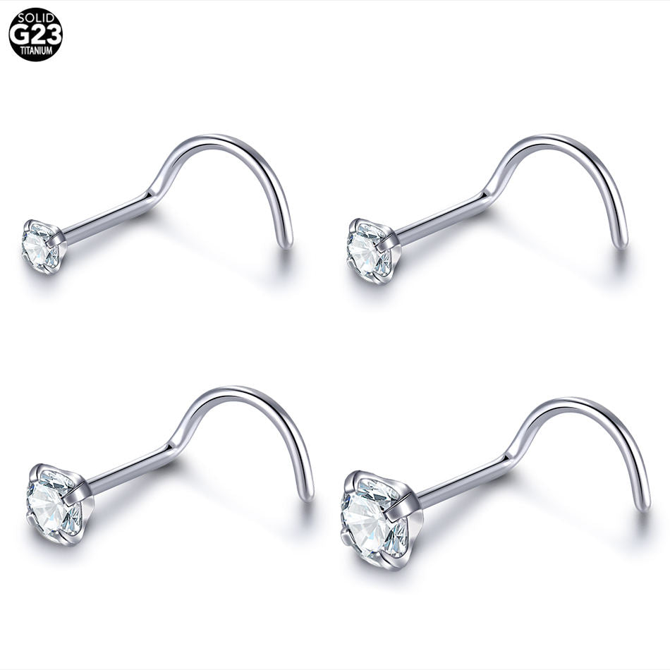 Titanium Nose Rings Screw Nose Stud for Women Body Piercing Jewelry