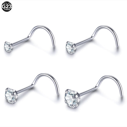 Titanium Nose Rings Screw Nose Stud for Women Body Piercing Jewelry