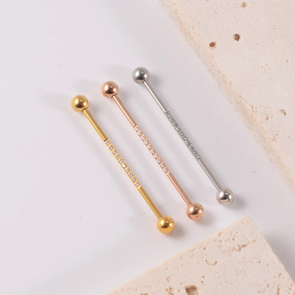 14G Titanium Industrial Barbell Fashion Zircon Body Piercing Jewelry for Women Gold Belly Piercing