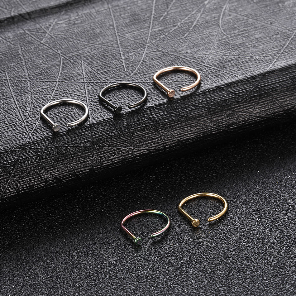 ASTM F136 Titanium Nose Stud Earring D Shaped 18G 20G Tragus Piercing Nariz Hoop Septum