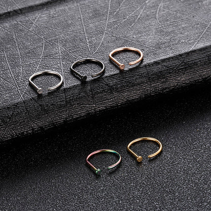 ASTM F136 Titanium Nose Stud Earring D Shaped 18G 20G Tragus Piercing Nariz Hoop Septum