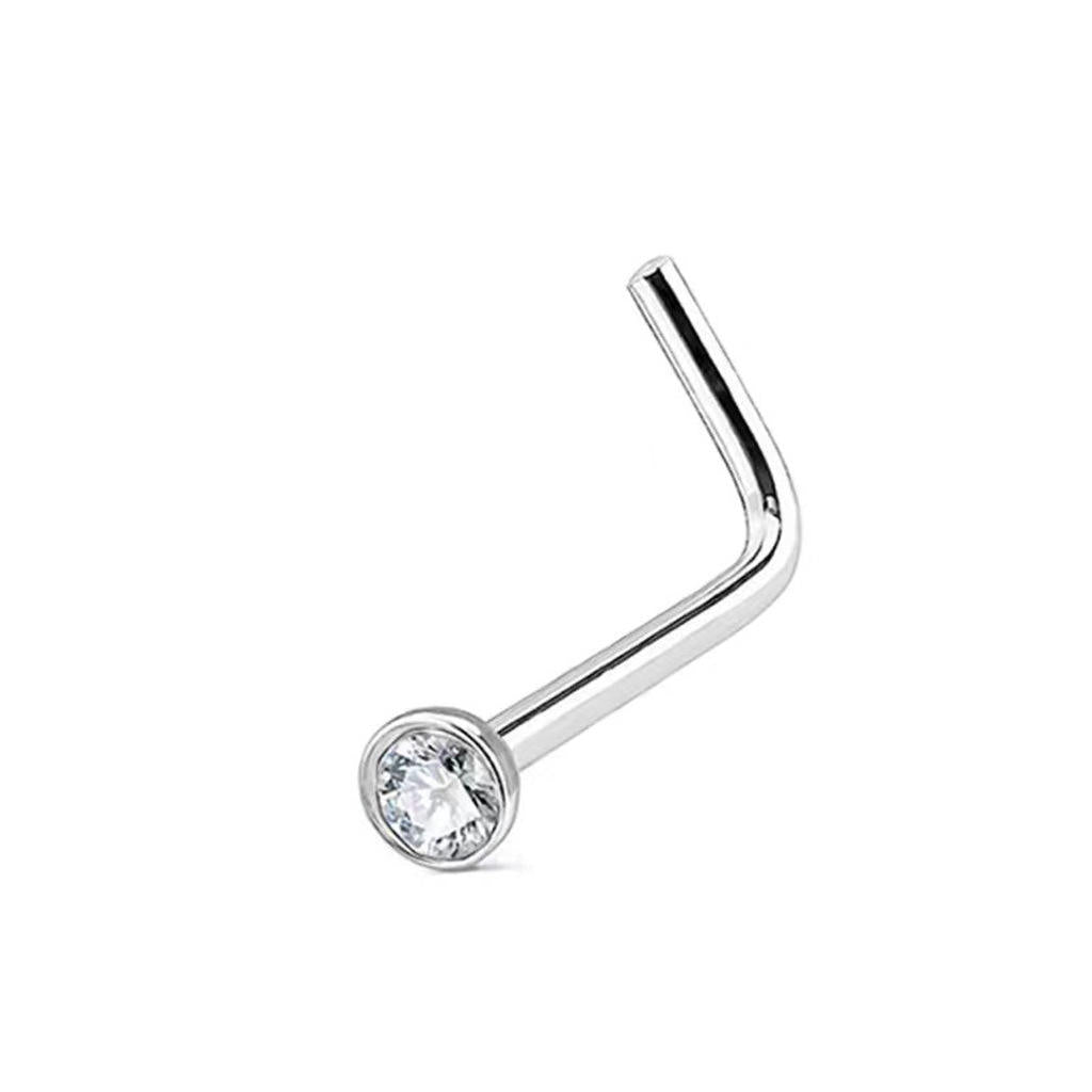 F136 Titanium Nose Studs Zircon Prong Piercing Screw CZ Nostril Earrings