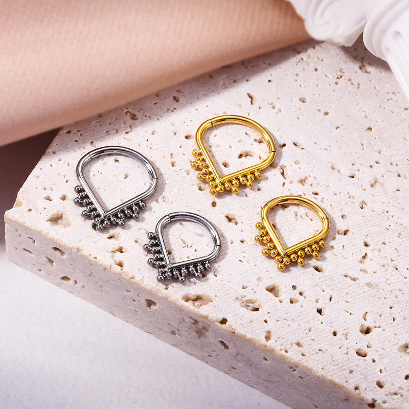 ASTM F136 G23 Titanium Heart Nose Rings Daith Earrings 16G CZ Hinged Segment Teardrop Seamless Ring Helix