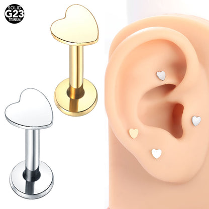 Titanium Labret Stud Rings Heart Lip Piercings Ear Cartilage Tragus Ear Piercings Body Jewelry