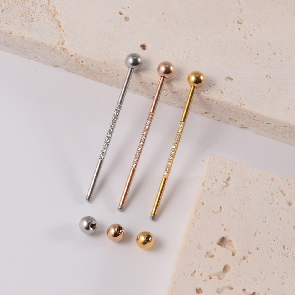 14G Titanium Industrial Barbell Fashion Zircon Body Piercing Jewelry for Women Gold Belly Piercing