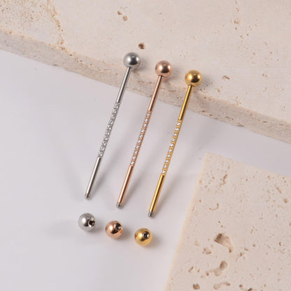 14G Titanium Industrial Barbell Fashion Zircon Body Piercing Jewelry for Women Gold Belly Piercing