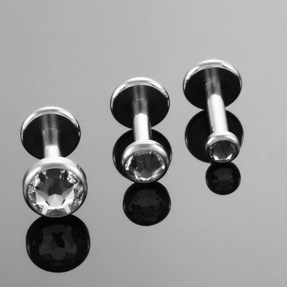 Titanium Internally Threaded CZ Crystal Labret Stud Monroe Piercing Earring Stud Cartilage Tragus Piercing