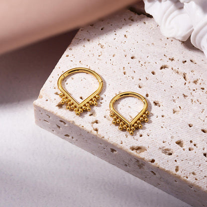 ASTM F136 G23 Titanium Heart Nose Rings Daith Earrings 16G CZ Hinged Segment Teardrop Seamless Ring Helix