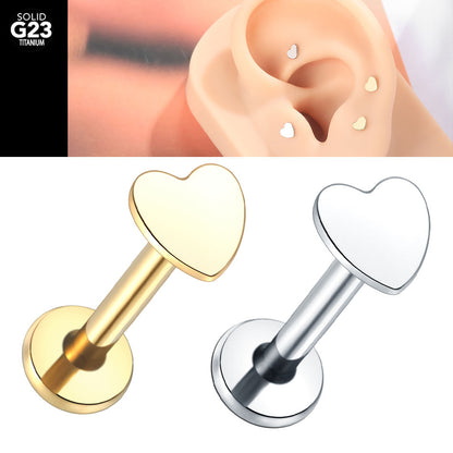Titanium Labret Stud Rings Heart Lip Piercings Ear Cartilage Tragus Ear Piercings Body Jewelry
