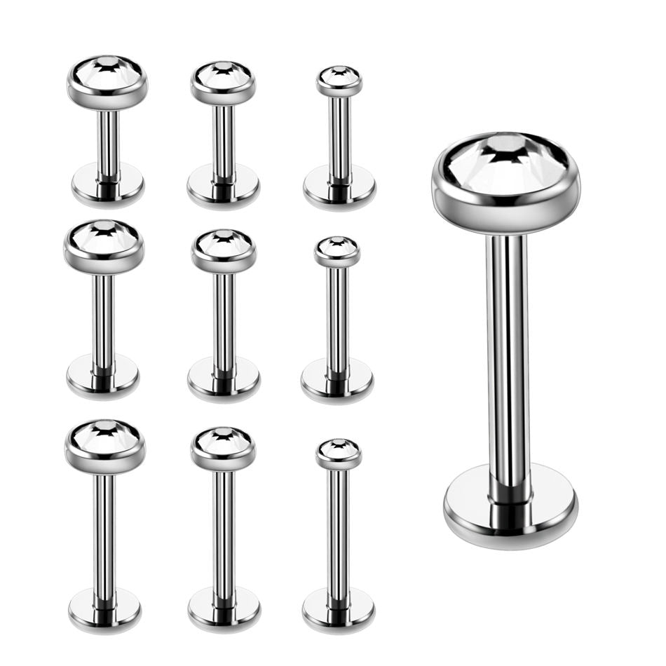 Titanium Internally Threaded CZ Crystal Labret Stud Monroe Piercing Earring Stud Cartilage Tragus Piercing