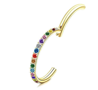 ASTM F-136 Titanium Septum Nose Ring Clicker G23 Hinged Segment Zircon Piercing Earrings