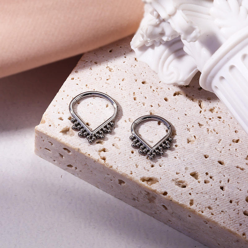 ASTM F136 G23 Titanium Heart Nose Rings Daith Earrings 16G CZ Hinged Segment Teardrop Seamless Ring Helix