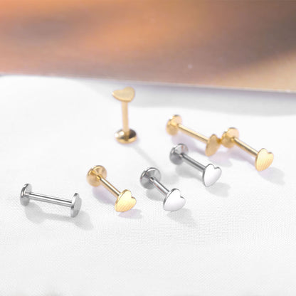Titanium Labret Stud Rings Heart Lip Piercings Ear Cartilage Tragus Ear Piercings Body Jewelry