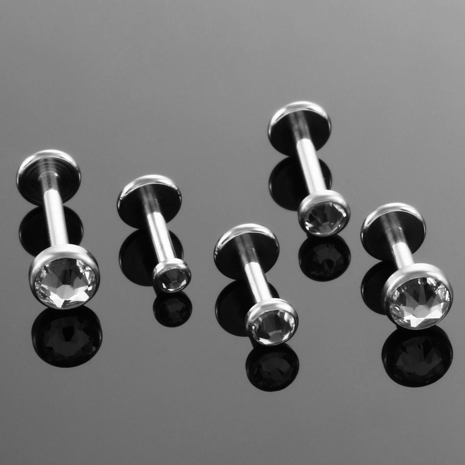 Titanium Internally Threaded CZ Crystal Labret Stud Monroe Piercing Earring Stud Cartilage Tragus Piercing