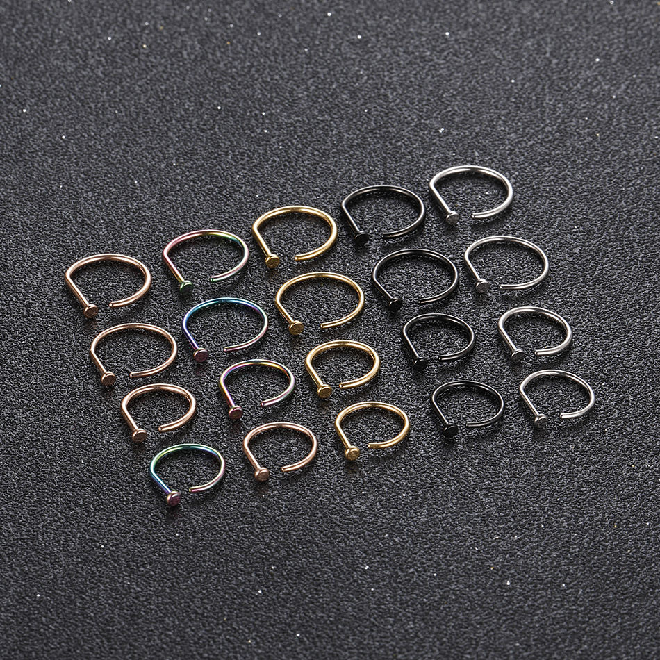 ASTM F136 Titanium Nose Stud Earring D Shaped 18G 20G Tragus Piercing Nariz Hoop Septum