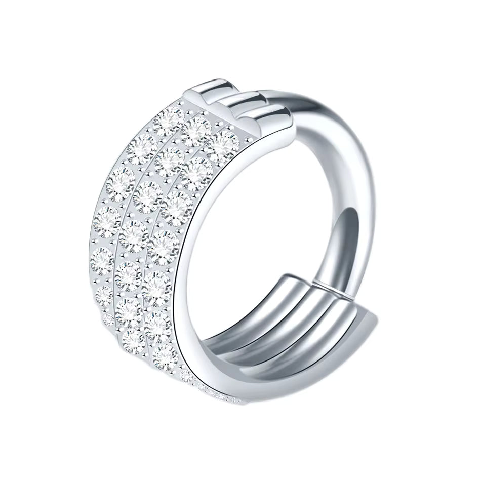G23 Titanium Zircon Hinged Segment Septum Clicker Nose Rings